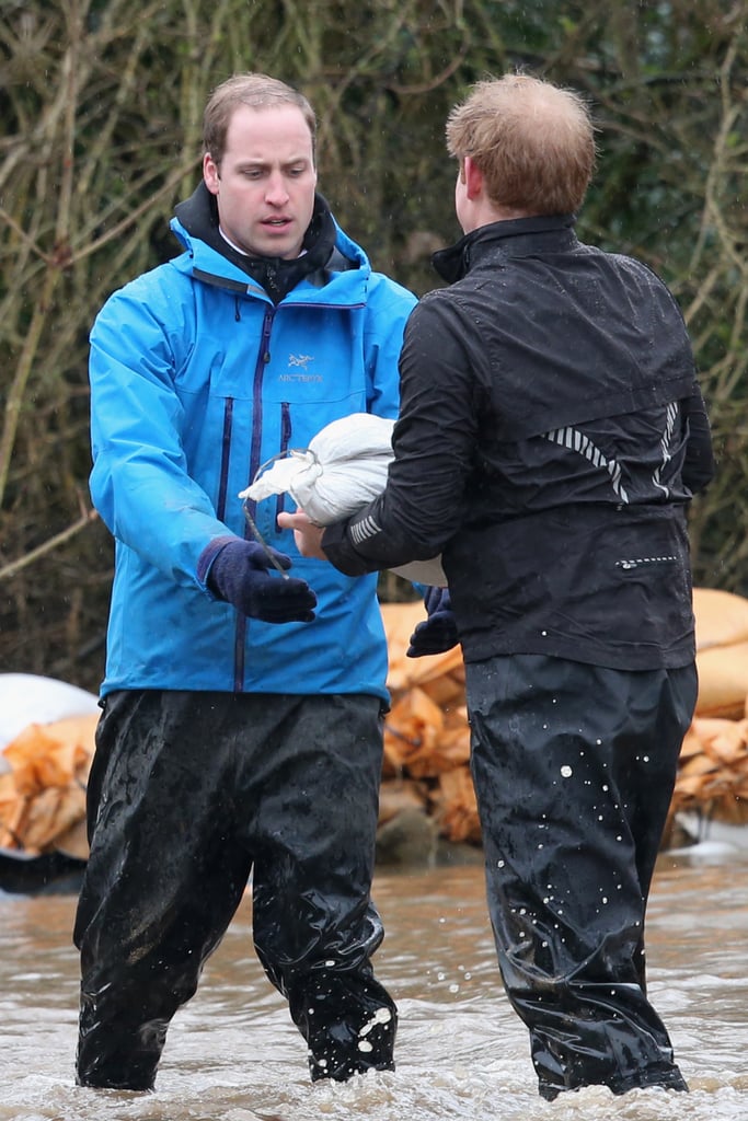 Will and Harry helped build a flood defense wall around a school in February 2014.