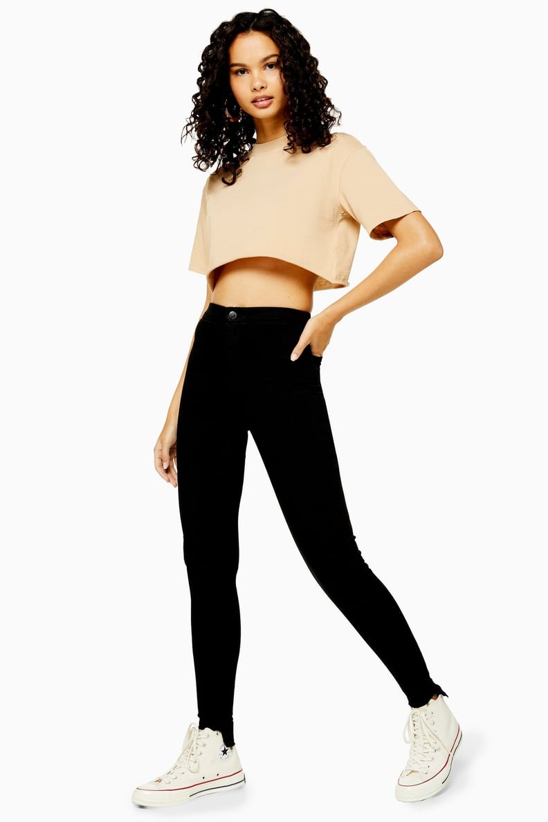 Topshop Black Let Step Hem Joni Jeans