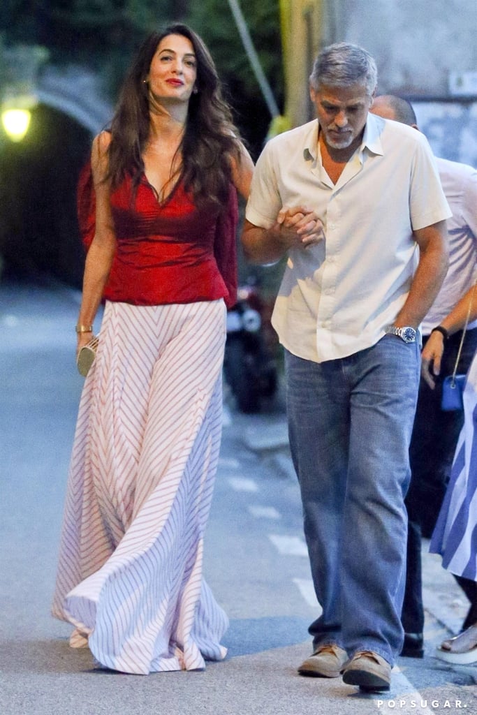 In 2016, Amal stepped out in a set from Rosie Assoulin's Spring collection. She wore striped wide-leg trousers and a top from the label.