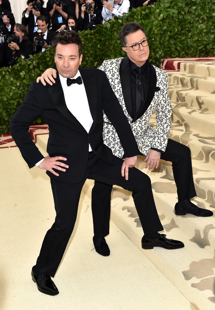 Pictured: Jimmy Fallon and Stephen Colbert
