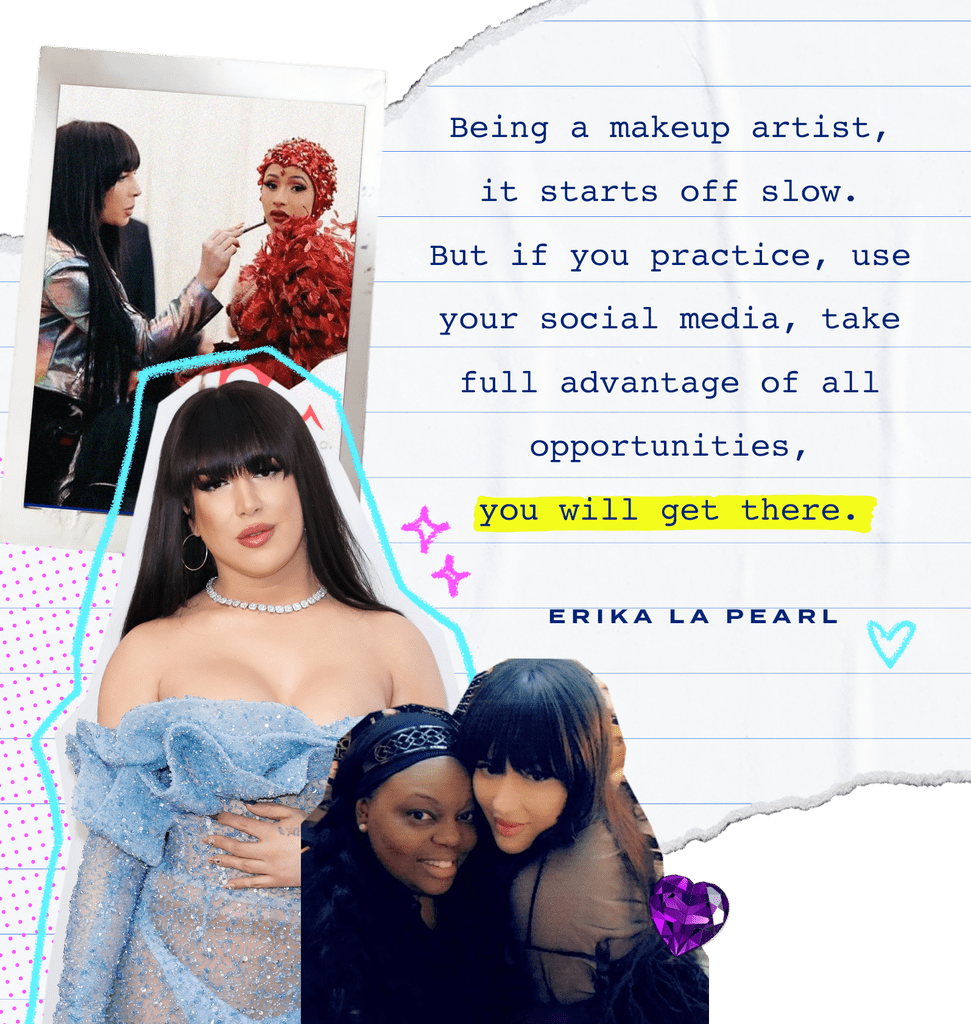Yet, getting the opportunity to work with one of the most well-known names in music — and on the same path as some of her biggest inspirations, like Mario Dedivanovic, Pat McGrath, and Scott Barnes — is like a walking pinch-me moment, she says. 
"I still get goosebumps. Even to this day when I see Cardi performing or rehearsing, it's iconic. I've always dreamed of doing stuff like this, and now I'm really doing it."
They key to success, La Pearl has come to learn over time, is about sticking with it no matter how hard it gets — and staying true to what the job is really about: makeup. 
"Stay away from the comments. Celebrities do see them, and that can mess up your chances of getting a job in the future. Keep your opinions and the drama to yourself. Be professional, and remember they're the star. I'm not saying that you are not important but, when it comes to your clients, you're hired to be a makeup artist — not the star. Would Beyonce want to hire you if you're always in the blogs talking about her? I highly doubt that." 
She continued, "It's not an overnight thing. Being a makeup artist, it starts off slow. But if you practice, use your social media, take full advantage of all opportunities, you will get there."