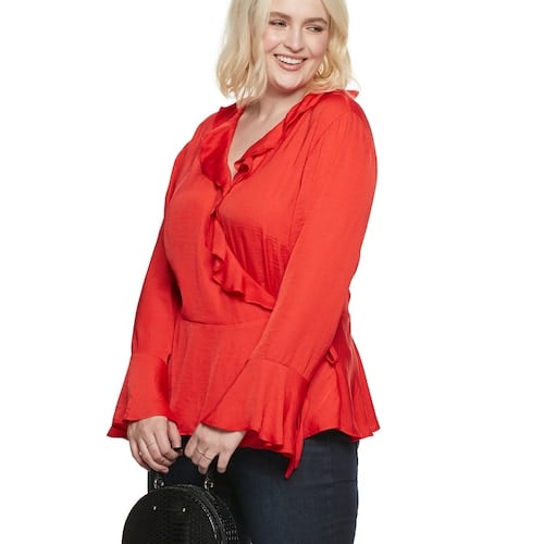 Ruffle Faux-Wrap Top