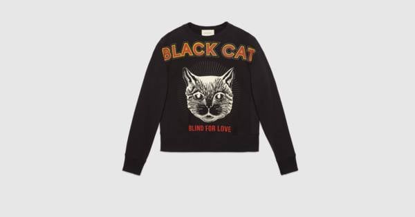 gucci black cat sweater