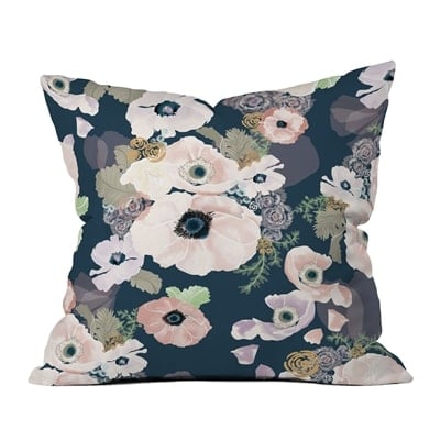 Dark Floral Throw Pillow