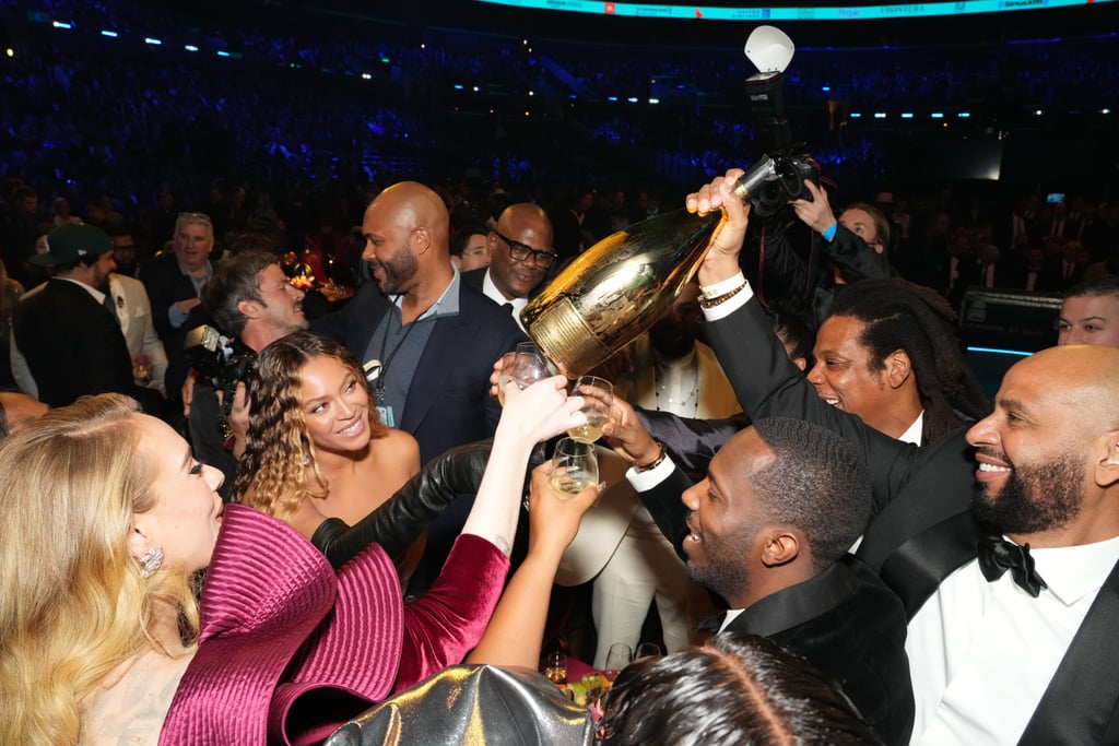 Adele, Rich Paul, Beyoncé, and JAY-Z at the 2023 Grammys