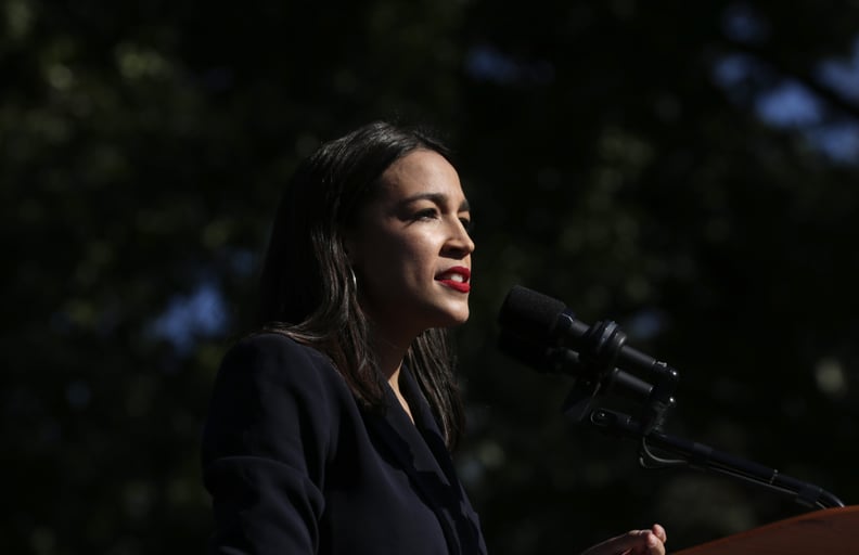 NEW YORK, NY - OCTOBER 19:  Rep. Alexandria Ocasio-Cortez (D-NY) endorses Democratic presidential candidate, Sen. Bernie Sanders (I-VT) at a campaign rally in Queensbridge Park on October 19, 2019 in the Queens borough of New York City.  This is Sanders' 