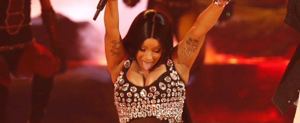 Cardi B Debuts Baby Bump Wearing a Sparkling Bodysuit