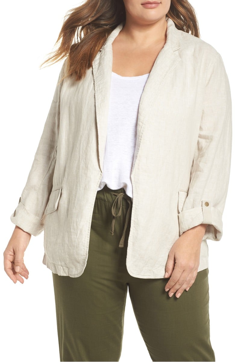 Caslon Long Linen Boyfriend Blazer