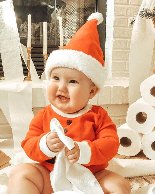 Baby Dressed as Elf on the Shelf 2018 POPSUGAR Family Photo 19