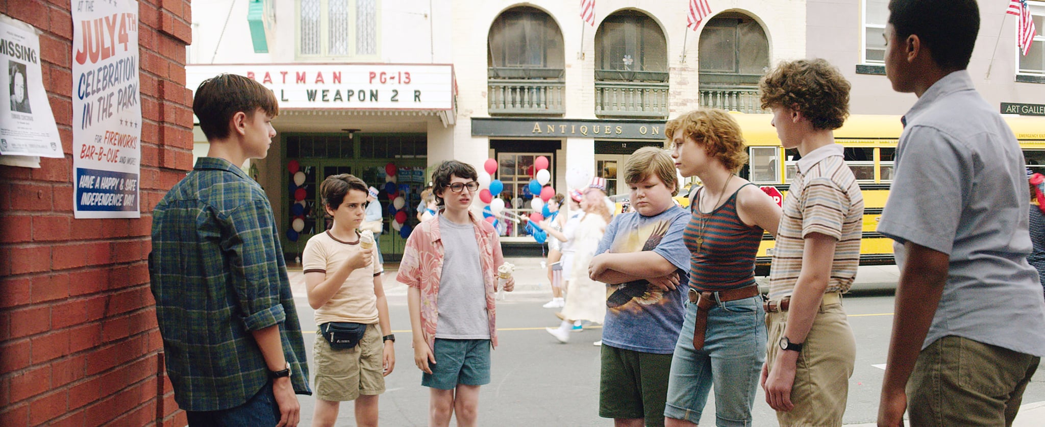 IT, from left: Jaeden Lieberher, Jack Dylan Grazer, Finn Wolfhard, Jeremy Ray Taylor, Sophia Lillis, Wyatt Oleff, Chosen Jacobs, 2017.  Warner Bros. /Courtesy Everett Collection