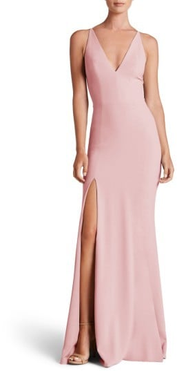 Dress the Population Women's Iris Slit Crepe Gown