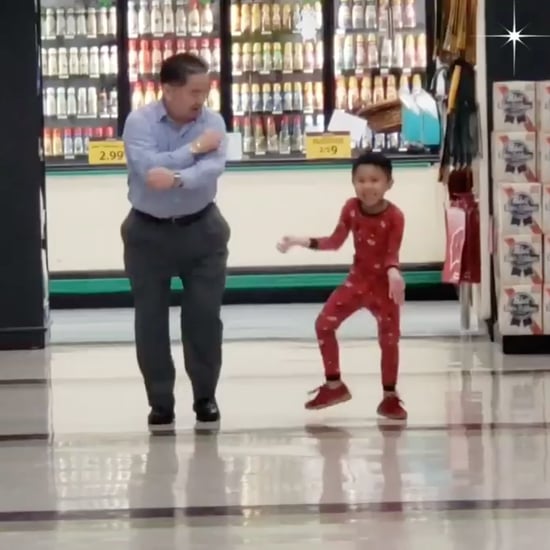 Boy Dancing in the Grocery Store With His Grandpa