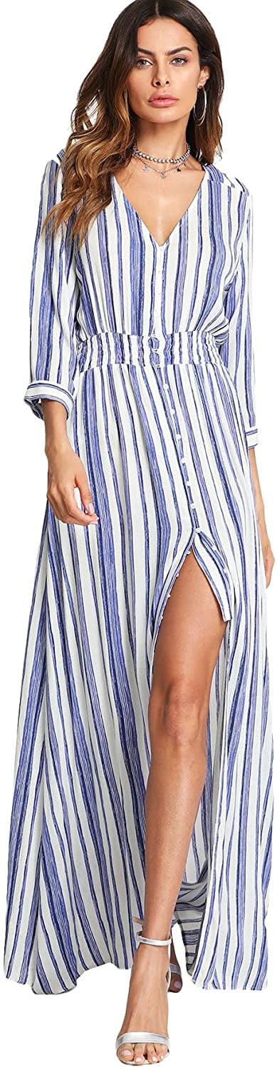 Milumia Stripe Button Maxi Dress