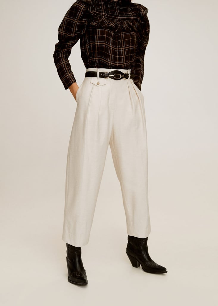 Mango Straight textured trousers