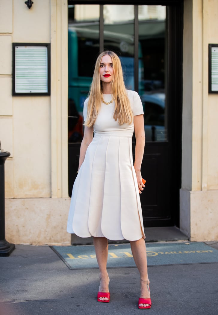 Wear a White Dress With a Square-Toe Style | How to Wear Kitten Heels ...