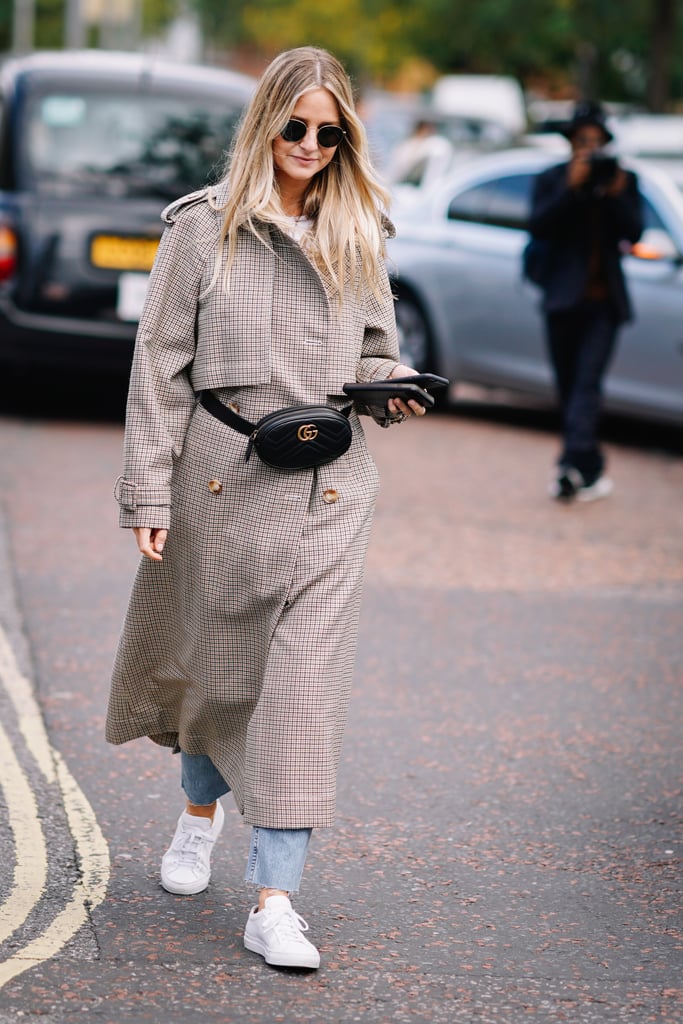 Slim Straight-Leg Jeans + White Leather Sneakers