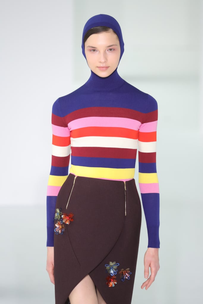 Floral Appliqués Perfectly Matched Striped Sweaters