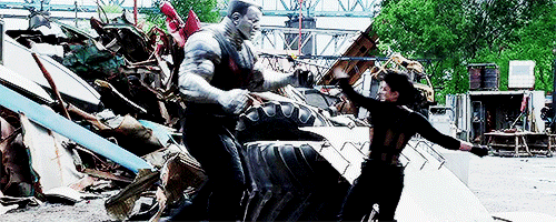 Now, she's on screen knocking the wind out of Colossus in Deadpool.