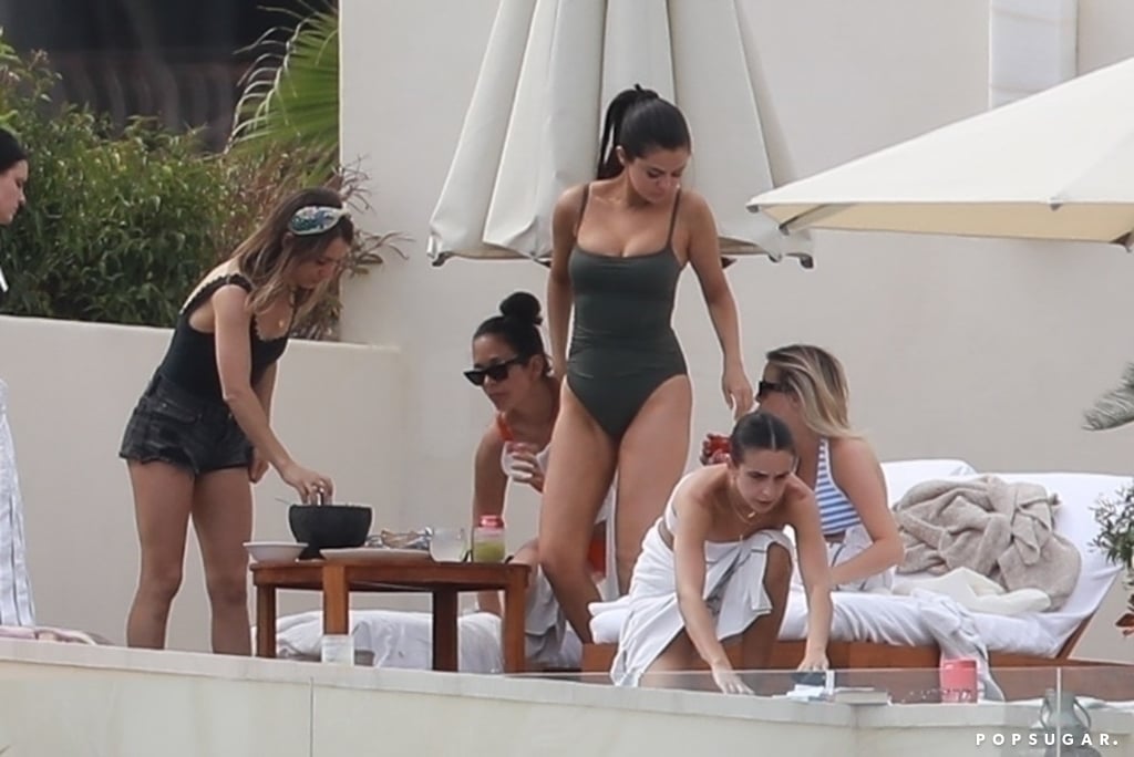 Selena Gomez Gray One-Piece Swimsuit