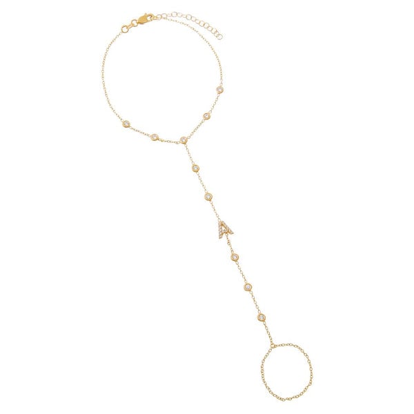 Adina Eden Multi CZ Embedded Pave Initial Hand Chain