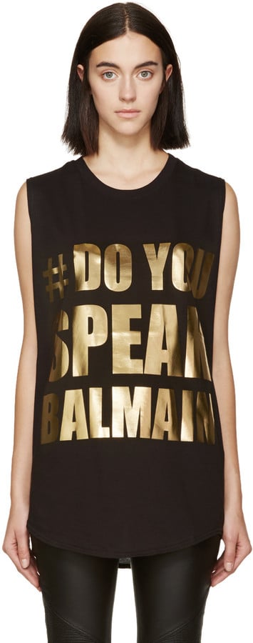 Balmain Black Sleeveless Logo T-Shirt ($310)