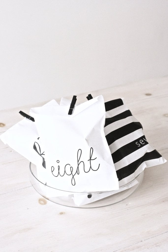 Hanukkah Countdown Bags, White, Set of 8