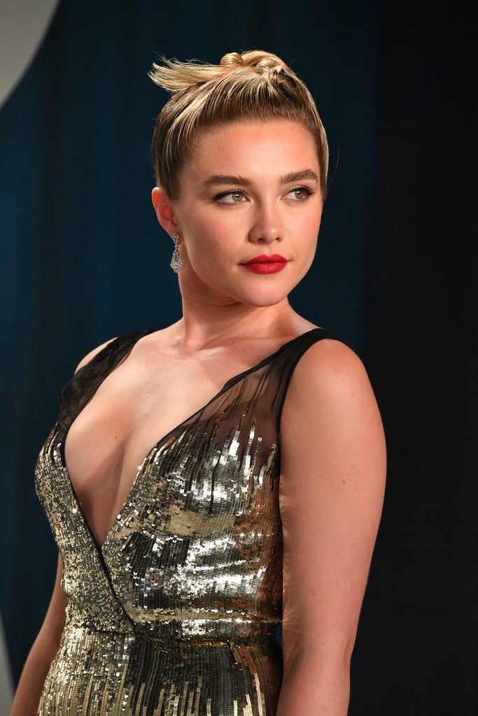 Florence Pugh's Gold Dress at the Oscars Afterparty 2020