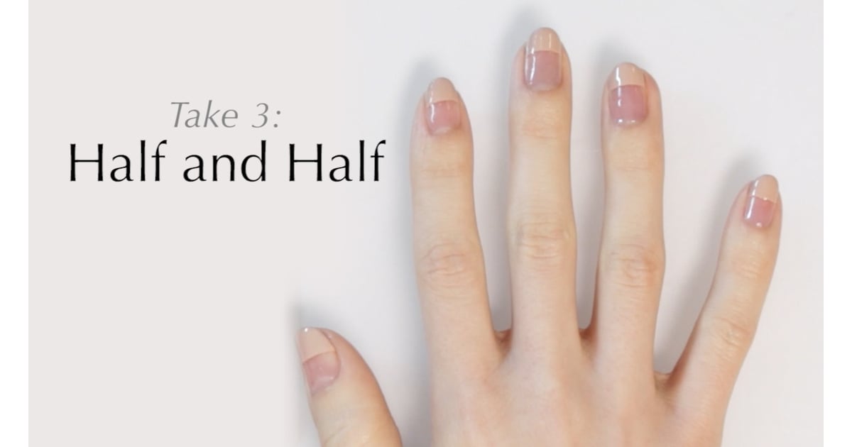 Half and Half Neutral Nail Art DIY POPSUGAR Beauty Photo 4