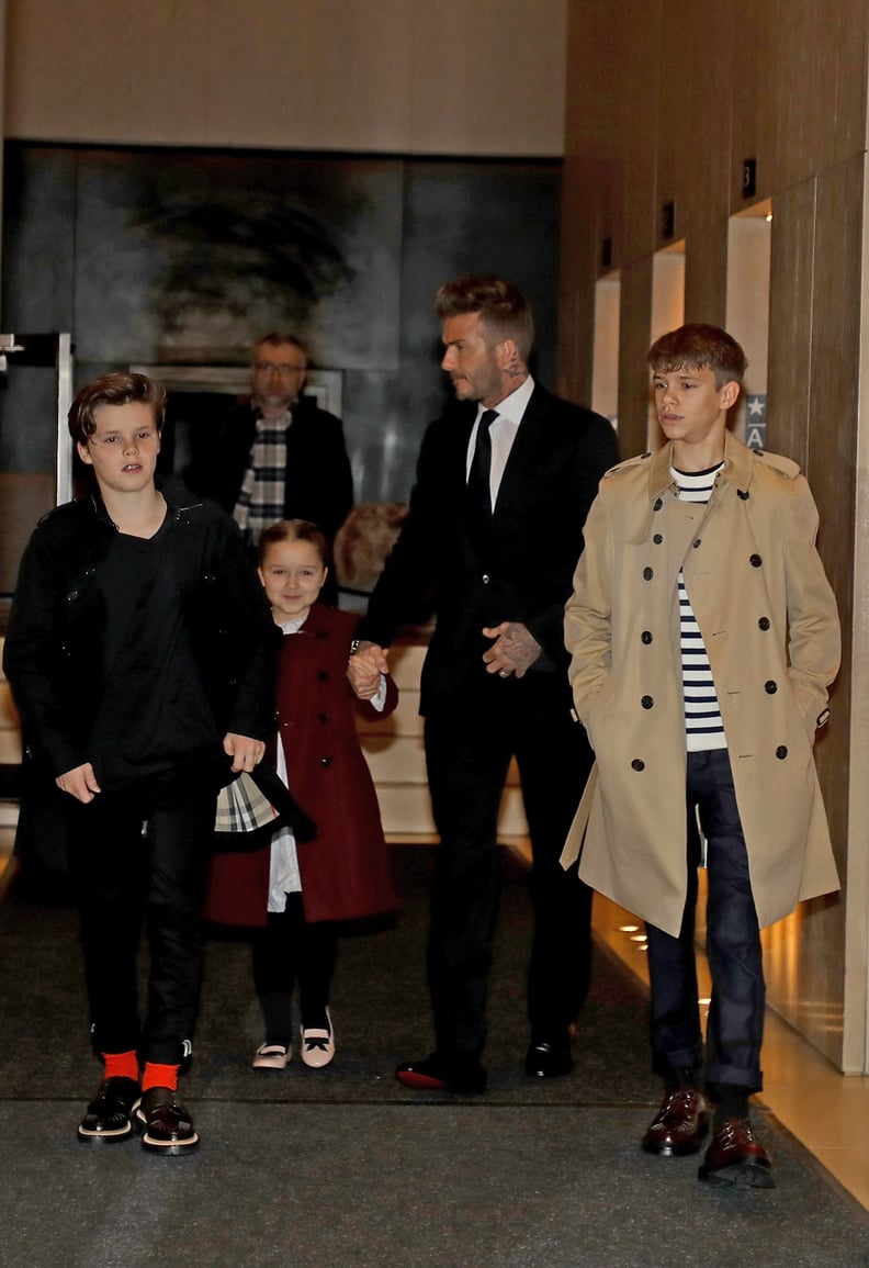 David, Romeo, Cruz, and Harper Stepped Out to Support Victoria