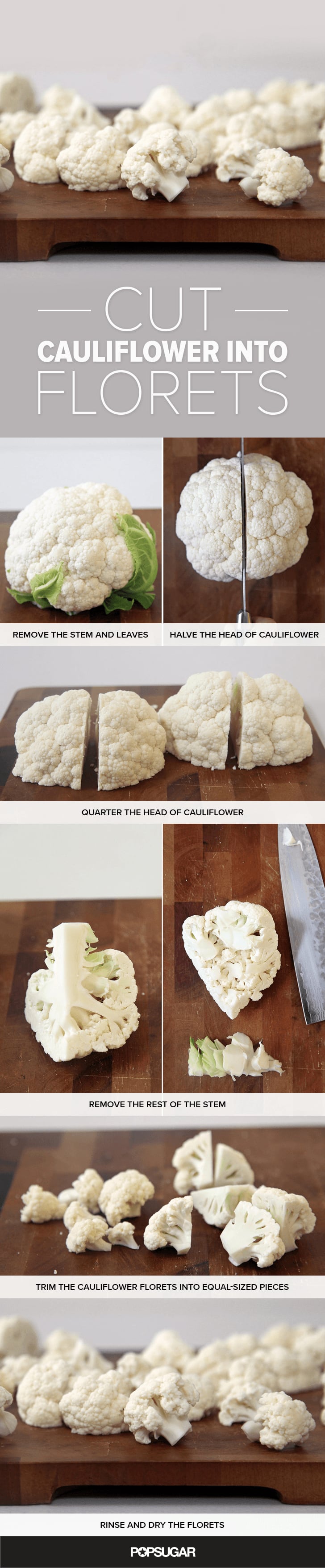 How to break down a cauliflower head.