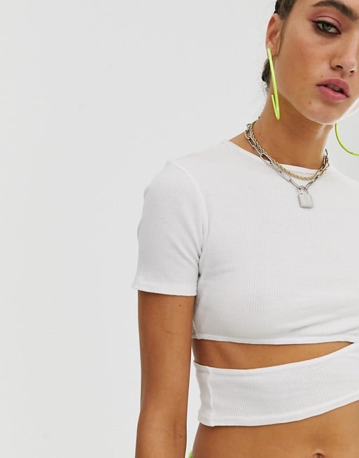 Collusion Cutout Rib Short-Sleeved Top