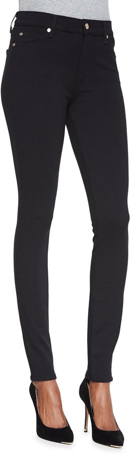 7 For All Mankind High-Waist Doubleknit Skinny Jeans, Black ($168)