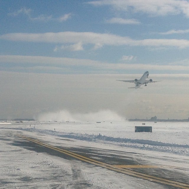Let's hope this plane is leaving JFK for somewhere sunny.  
Source: Instagram user panynj