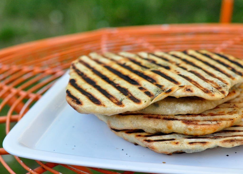 Grilled Flatbread Stuffed With Herbs and Cheese