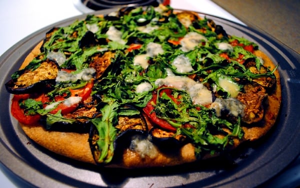 Eggplant Arugula Pizza