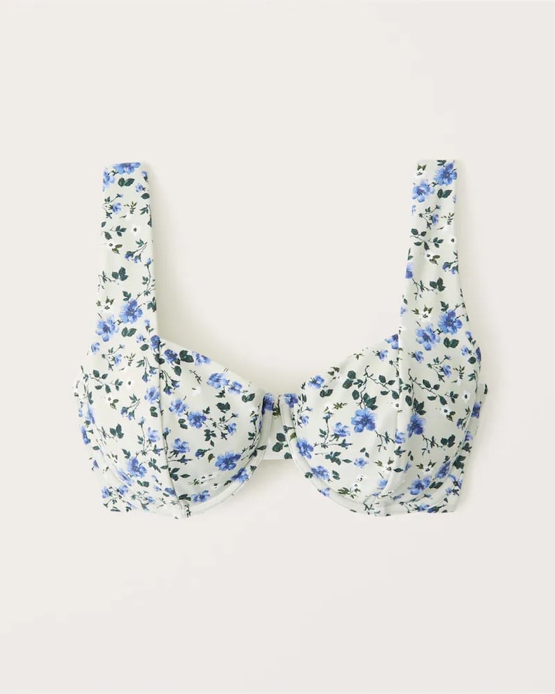Blue Florals: Abercrombie & Fitch Curve Love Wide Strap Underwire Bikini Top and Mid-Rise Bottoms