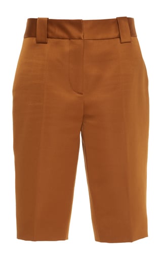 Pleated Silk-Satin Bermuda Shorts by Prada | Moda Operandi