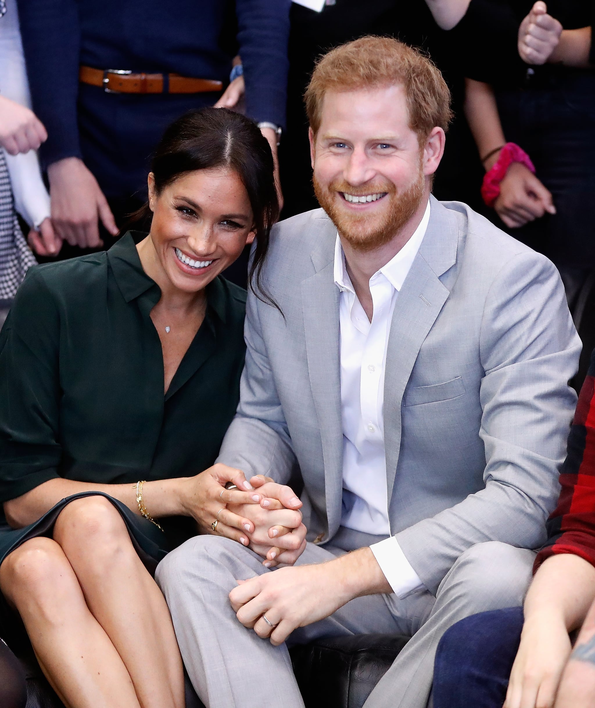 PEACEHAVEN, UNITED KINGDOM - OCTOBER 03:  (EDITORS NOTE: Retransmission with alternate crop.)  Meghan, Duchess of Sussex and Prince Harry, Duke of Sussex make an official visit to the Joff Youth Centre in Peacehaven, Sussex on October 3, 2018 in Peacehaven, United Kingdom. The Duke and Duchess married on May 19th 2018 in Windsor and were conferred The Duke & Duchess of Sussex by The Queen.  (Photo by Chris Jackson/Getty Images)