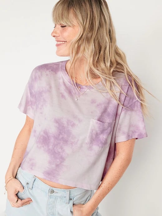 Old Navy Short-Sleeve Cropped Oversized Tie-Dye T-Shirt