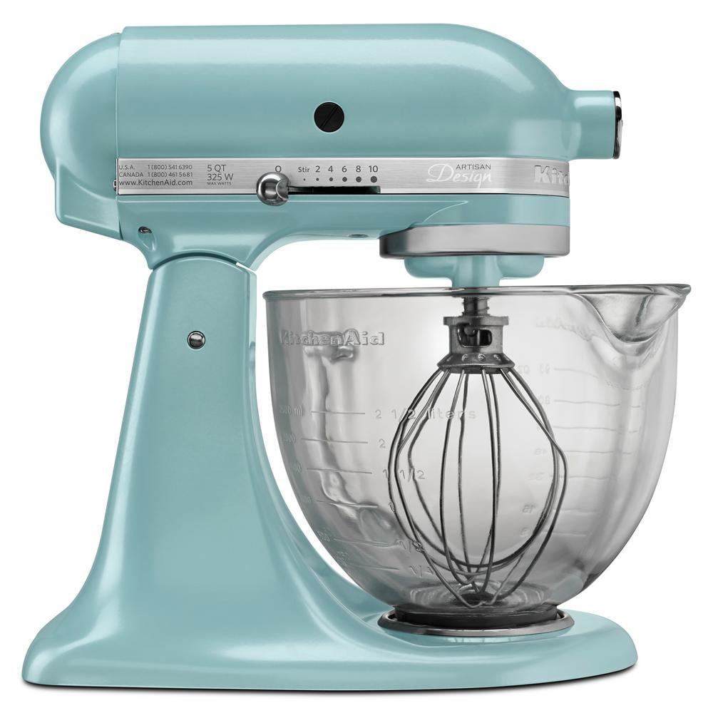 KitchenAid Artisan Designer 5 Qt. 10-Speed Azure Blue Stand Mixer with Glass