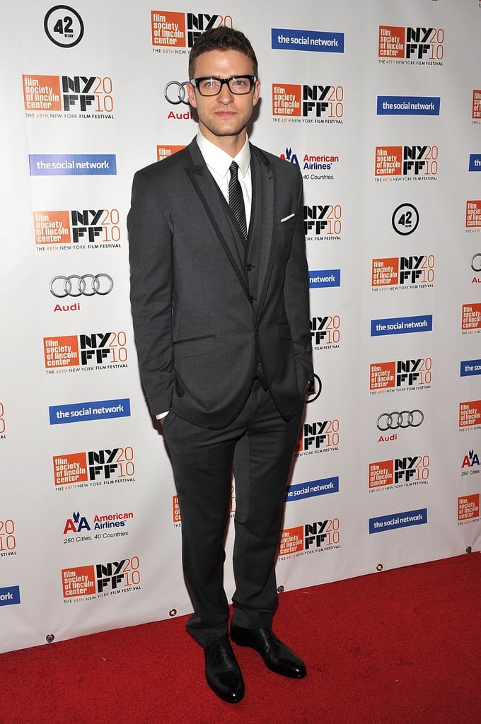 Justin paired his dapper look with thick-framed glasses at the New York Film Festival in 2010.
