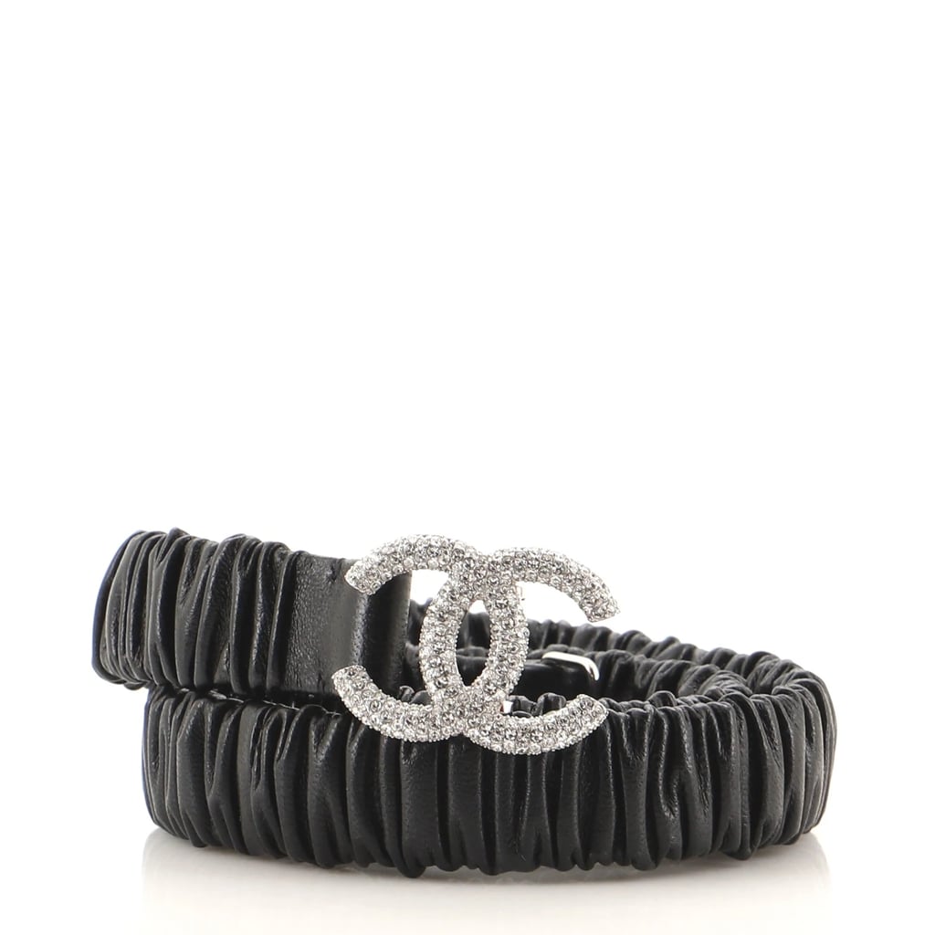 Chanel CC Elastic Belt Leather With Metal and Crystals