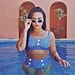 Demi Lovato Wearing Blue Printed Bikini With Buttons