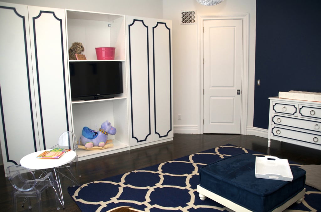 PS: Navy is a bold pick for a playroom! How do you incorporate dark colors into a kids' space while still keeping the tone upbeat and fun?
VA: It's all about balance. Navy can be a little intimidating on paper for a playroom, but when it's paired with sweet little birds and cute pom-poms, it instantly softens the overall space.
Source: Vanessa Antonelli for Nessa Lee Baby