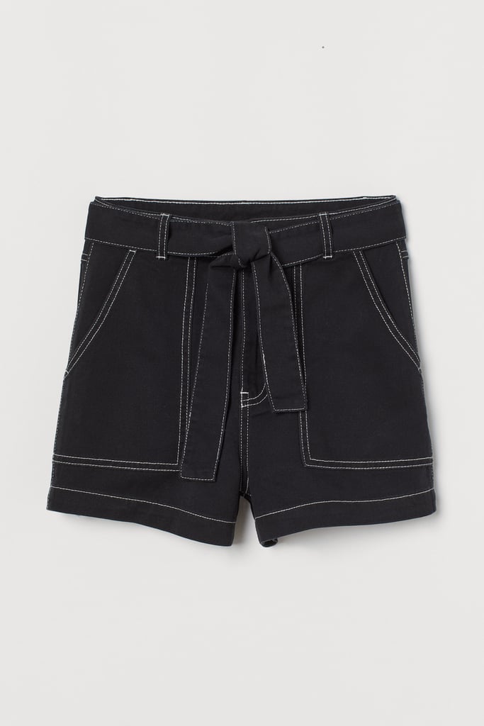 Tie-belt Twill Shorts