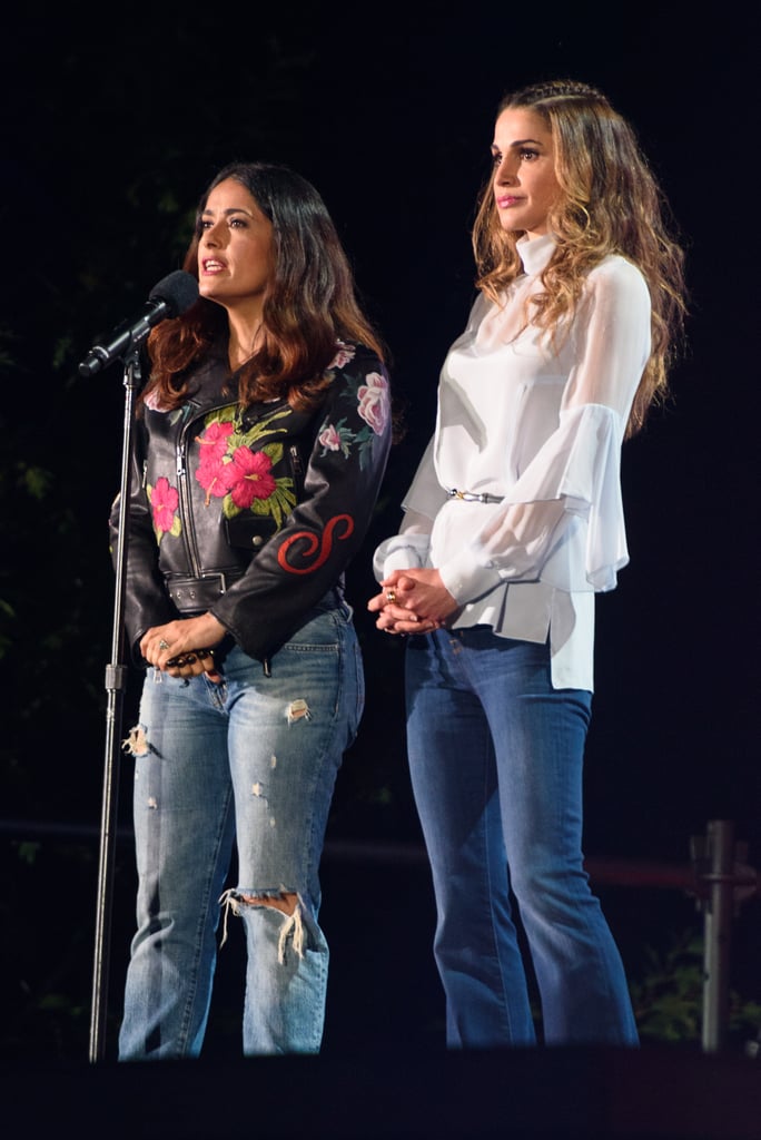 Then Spoke to the Crowd With Queen Rania of Jordan