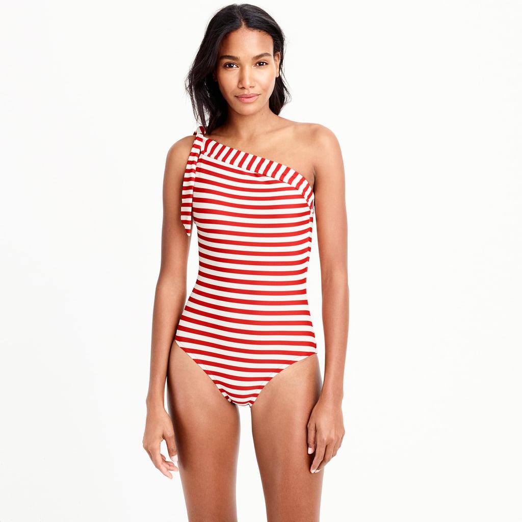 J.Crew OneShoulder Swimsuit in Classic Stripe OneShouldered