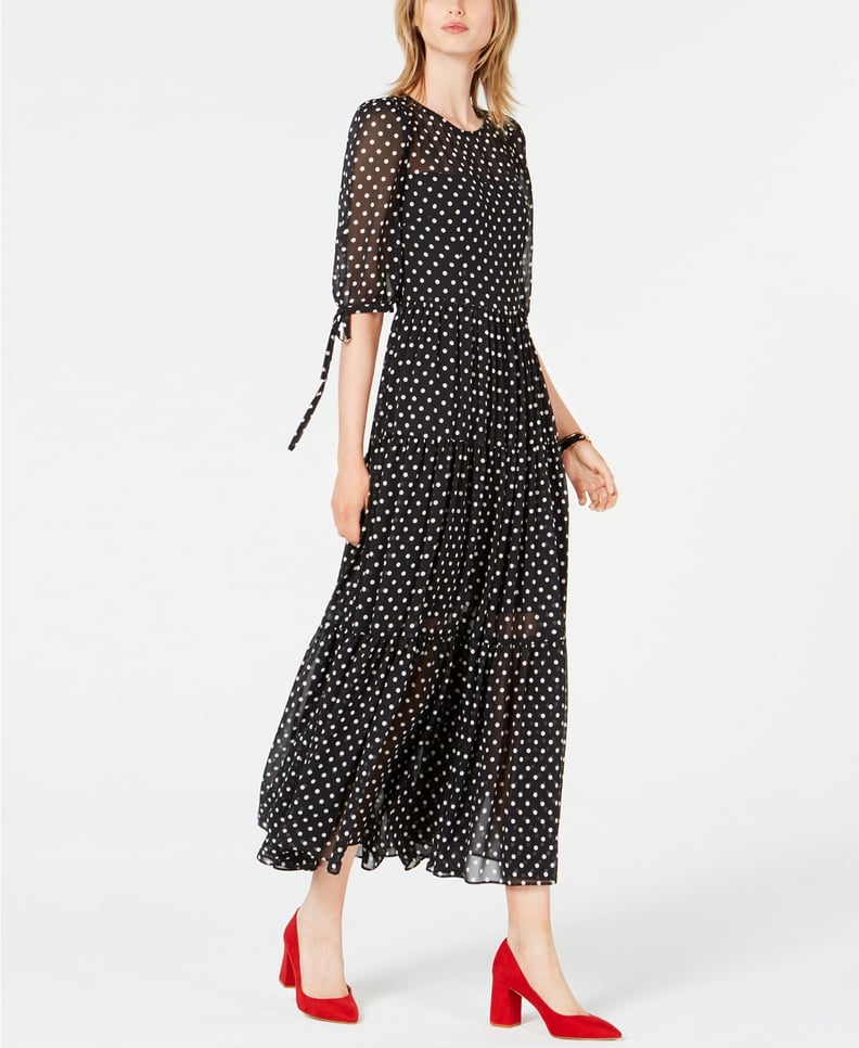 Betsey Johnson Chiffon Polka-Dot Maxi Dress