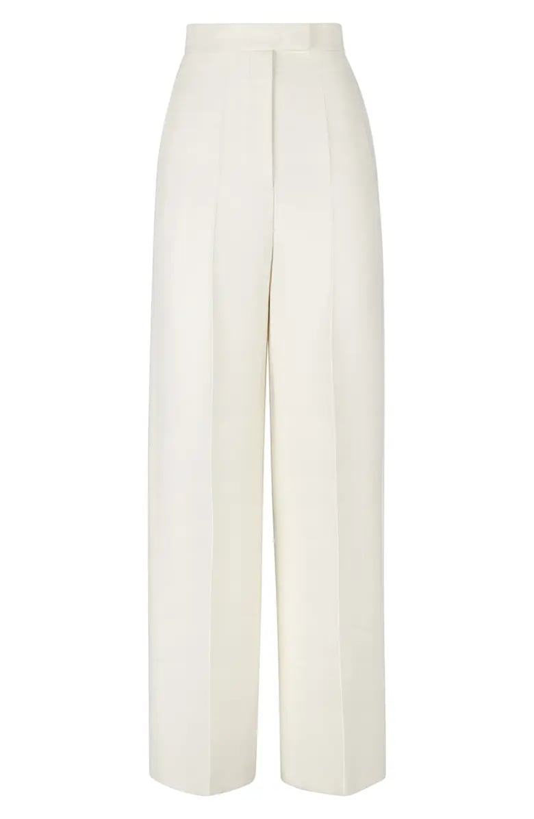 Fendi High Waist Wool & Silk Wide Leg Pants