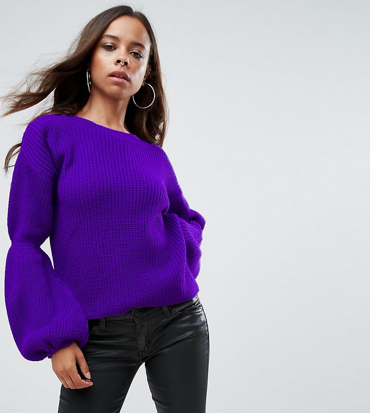 Boohoo Petite Balloon-Sleeve Knitted Sweater